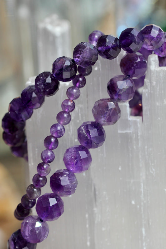 Amethyst Stretch Beaded Bracelets