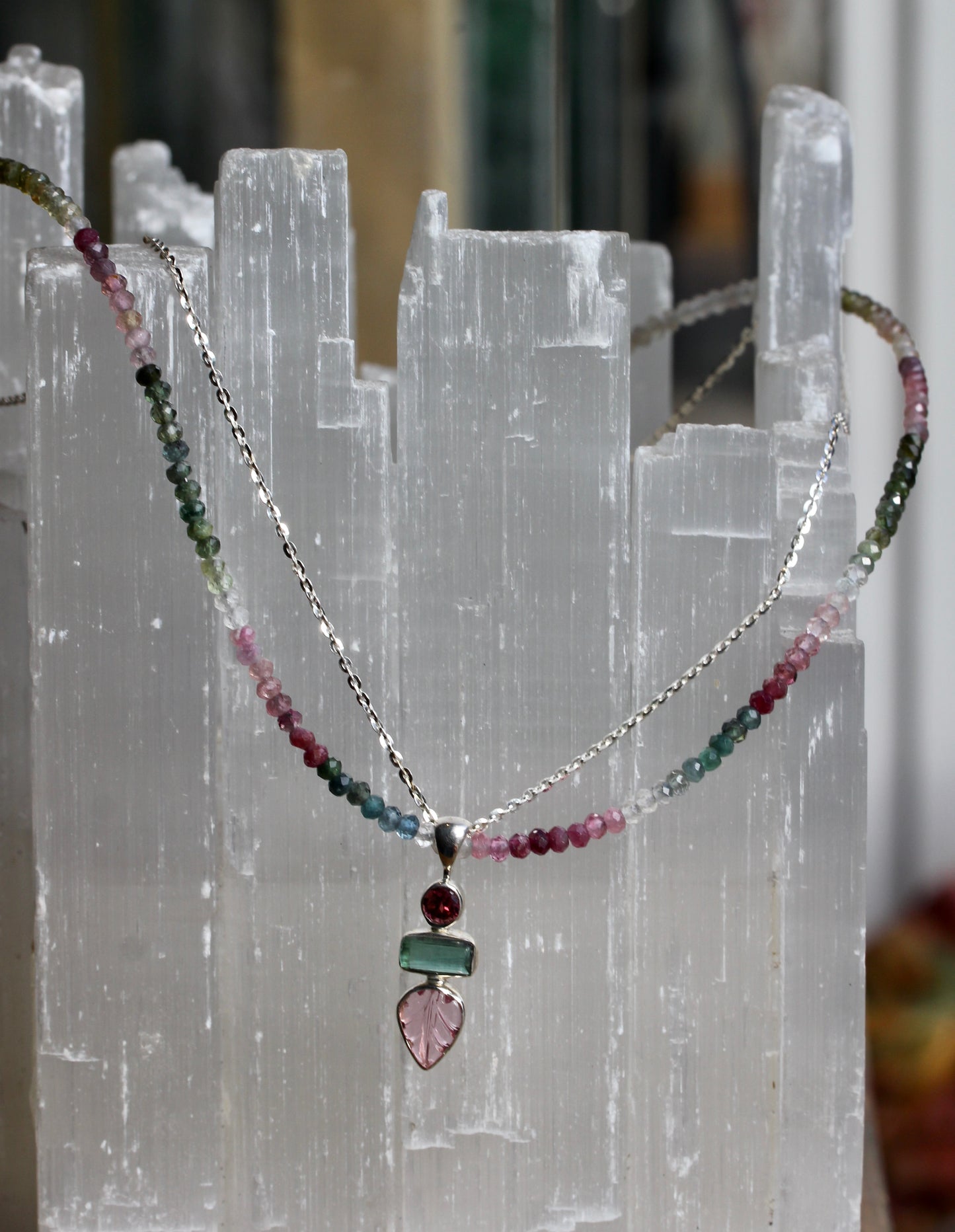 Multi Colored Tourmaline Beaded Necklace