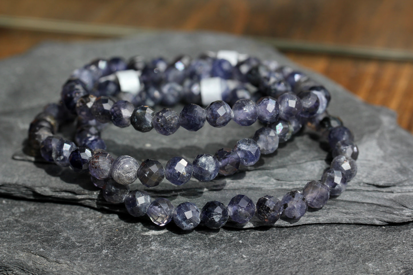 Iolite Bead Stretch Bracelets