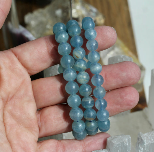 Blue Calcite Bead Stretch Bracelet