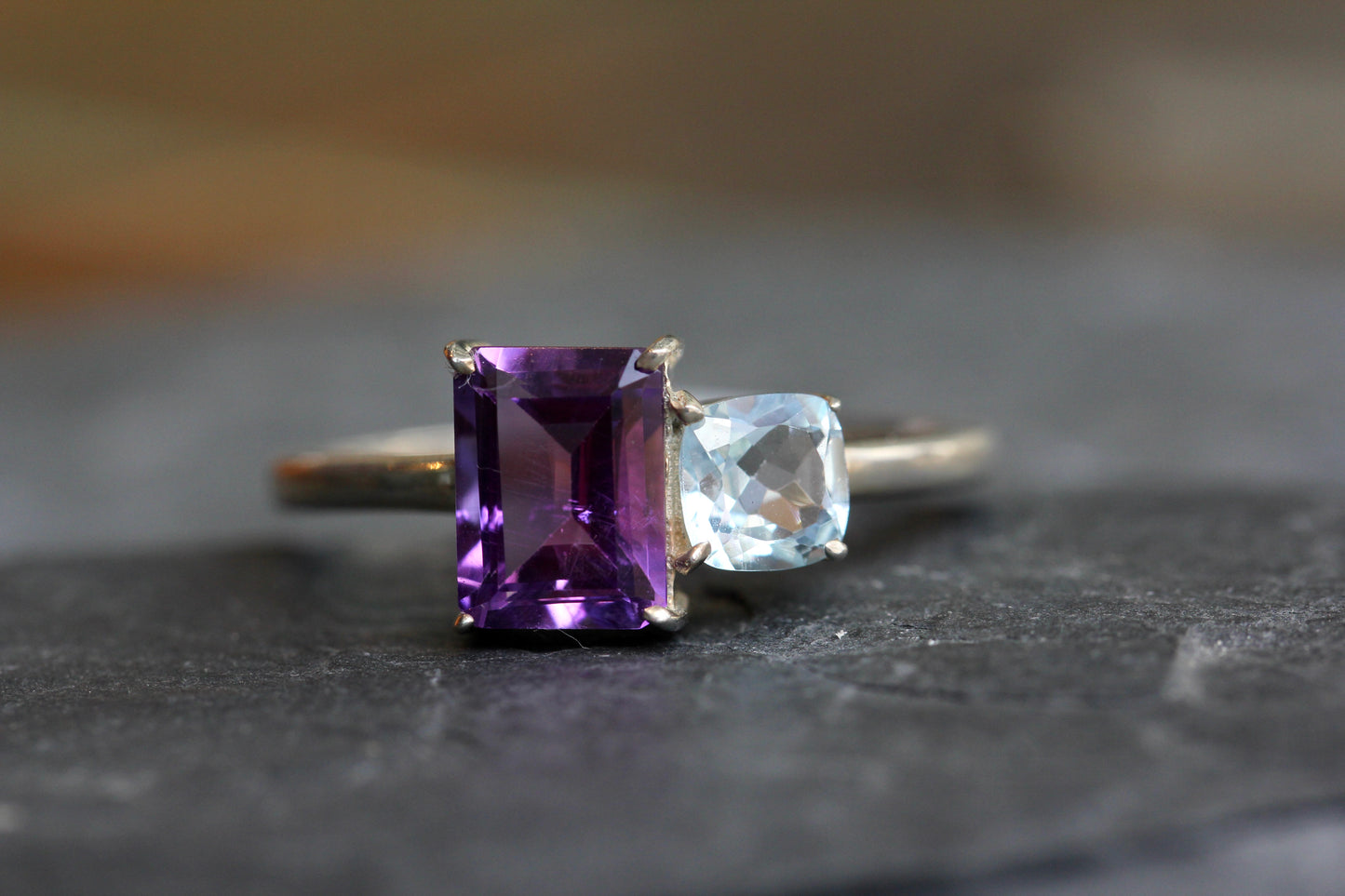 Amethyst Blue Topaz Gemmy Ring
