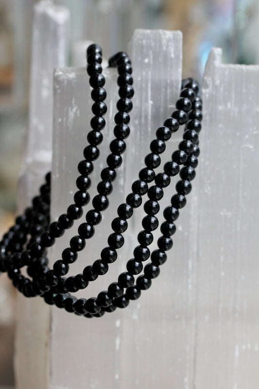 Black Onyx Bead Stretch Bracelet