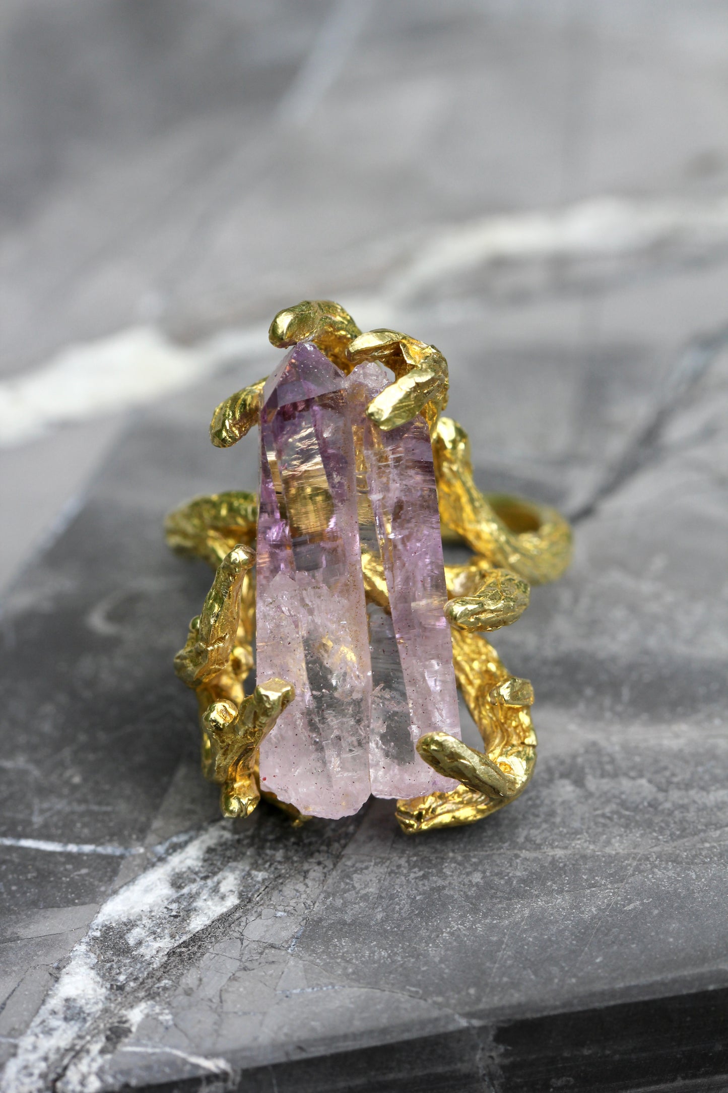 Vera Cruz Amethyst Crystal Branch Ring