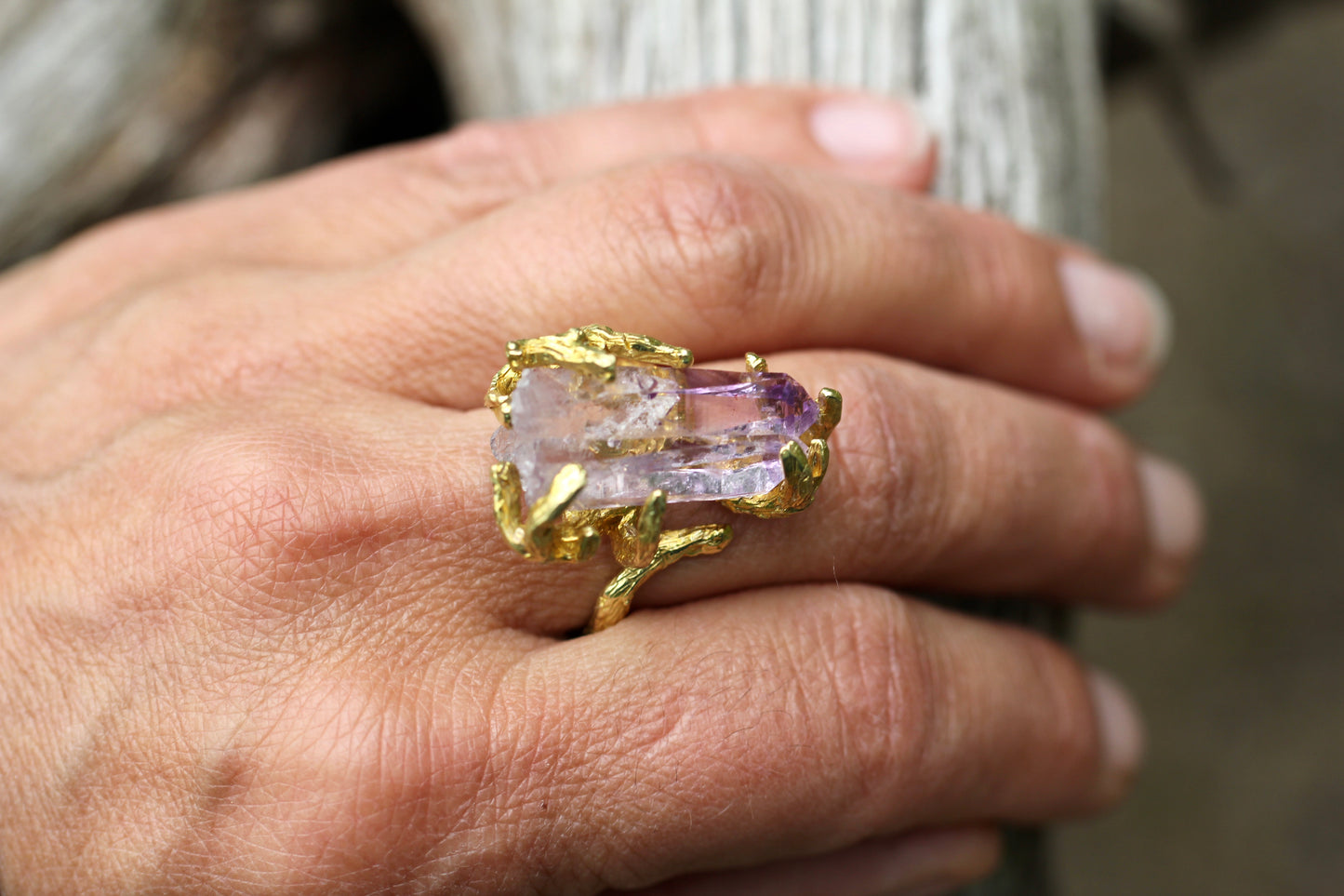 Vera Cruz Amethyst Crystal Branch Ring