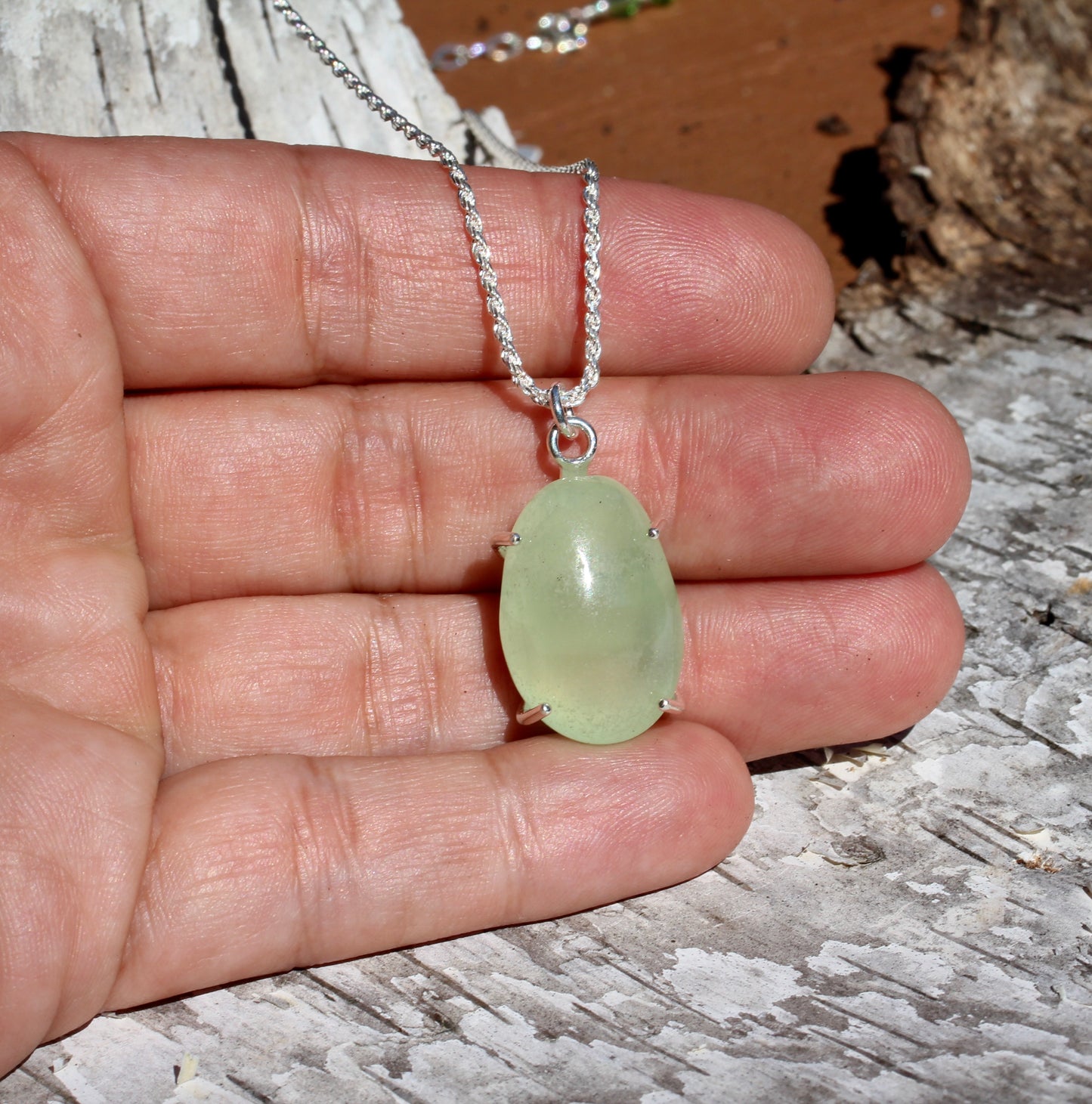 Prehnite Pebble  Necklace