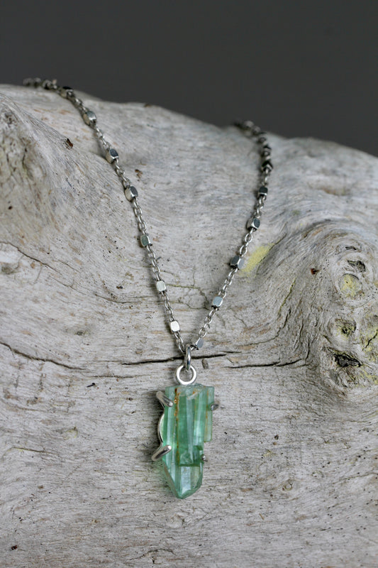 Green Tourmaline Crystal Necklace