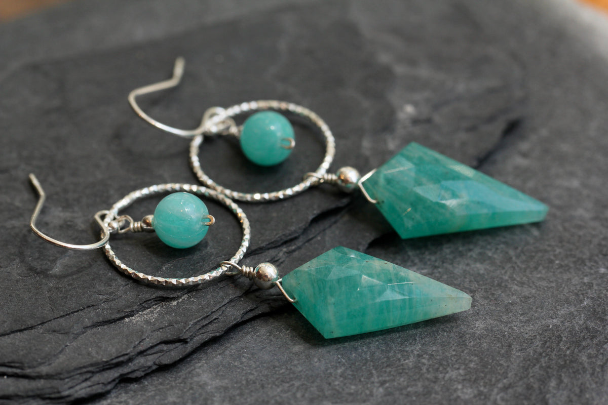 Amazonite Hoop Spike Earrings
