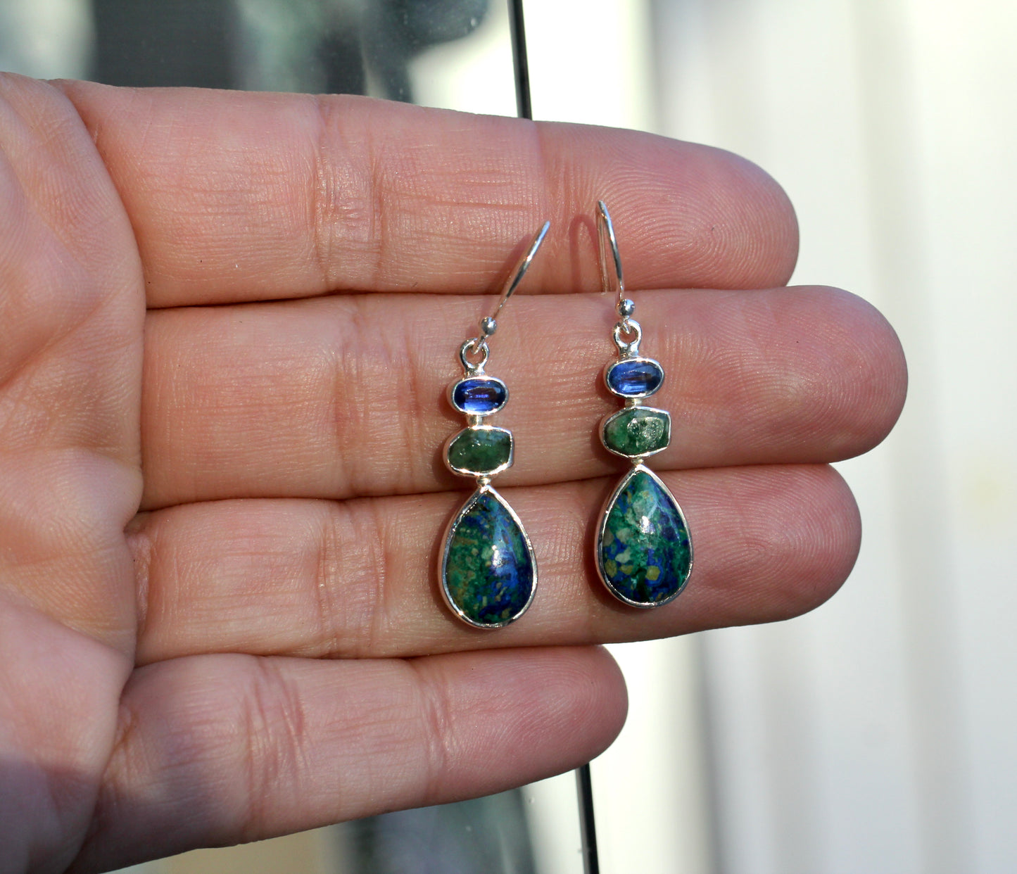 Azurite Malachite Emerald Kyanite Earrings