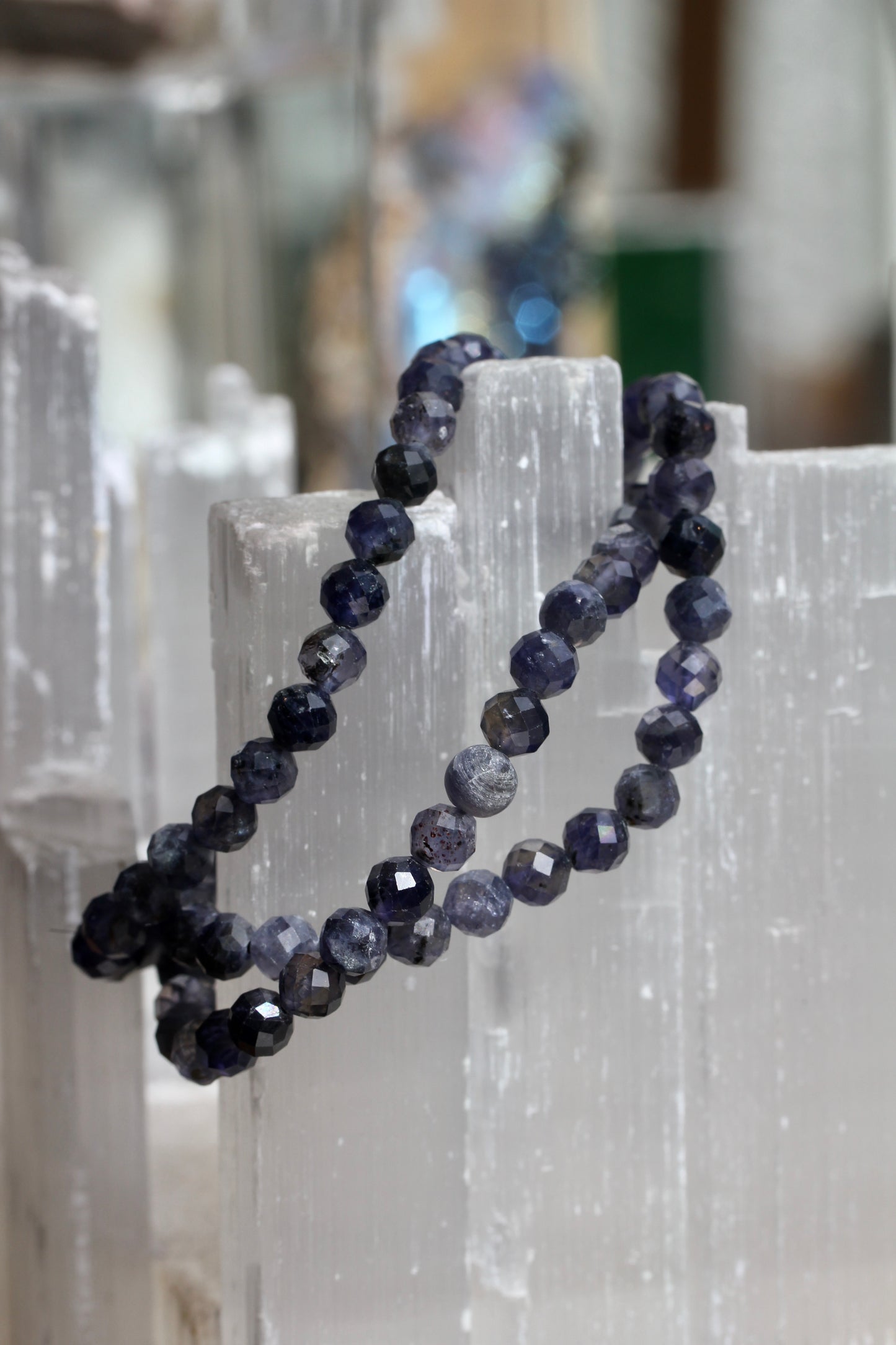 Iolite Bead Stretch Bracelets