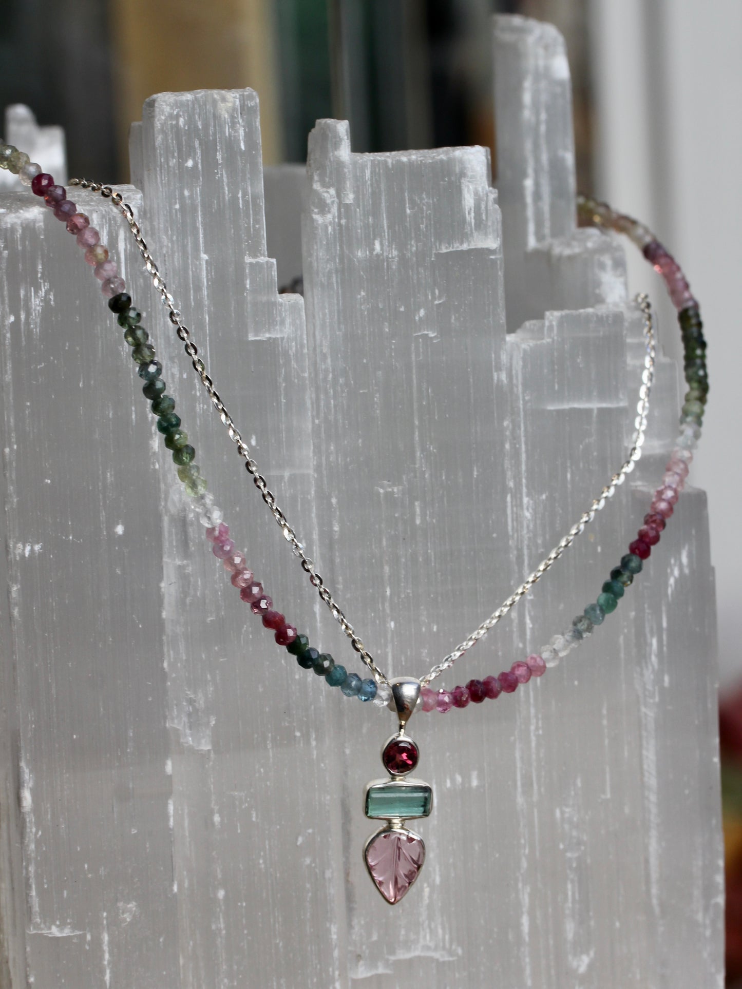 Multi Colored Tourmaline Beaded Necklace