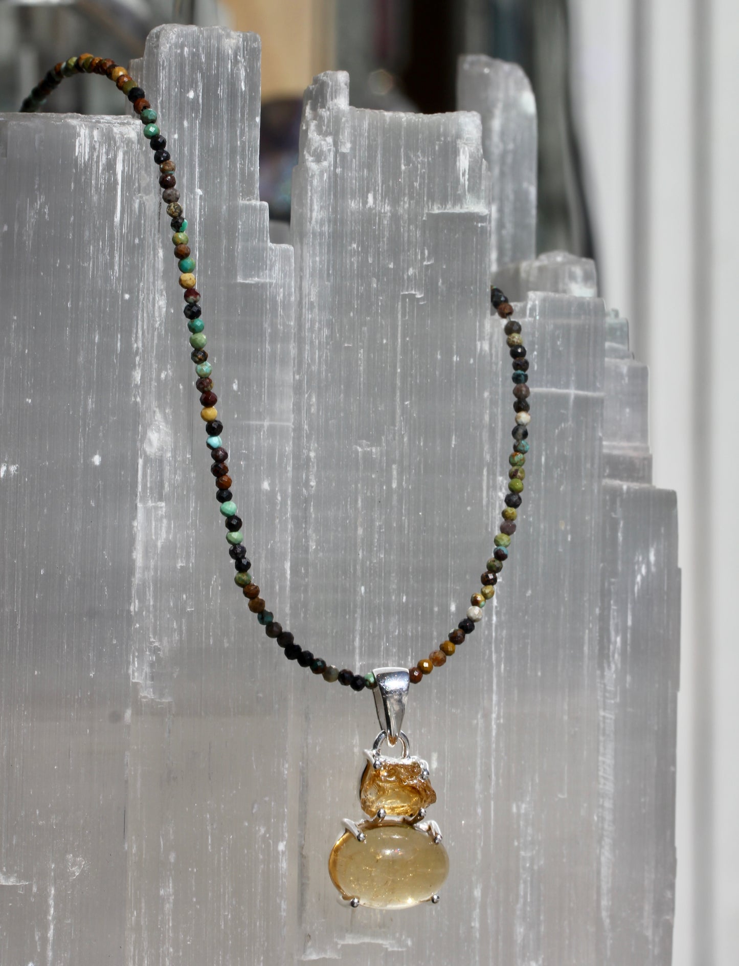 Citrine Turquoise Beaded Necklace