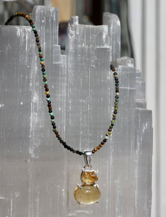 Citrine Turquoise Beaded Necklace