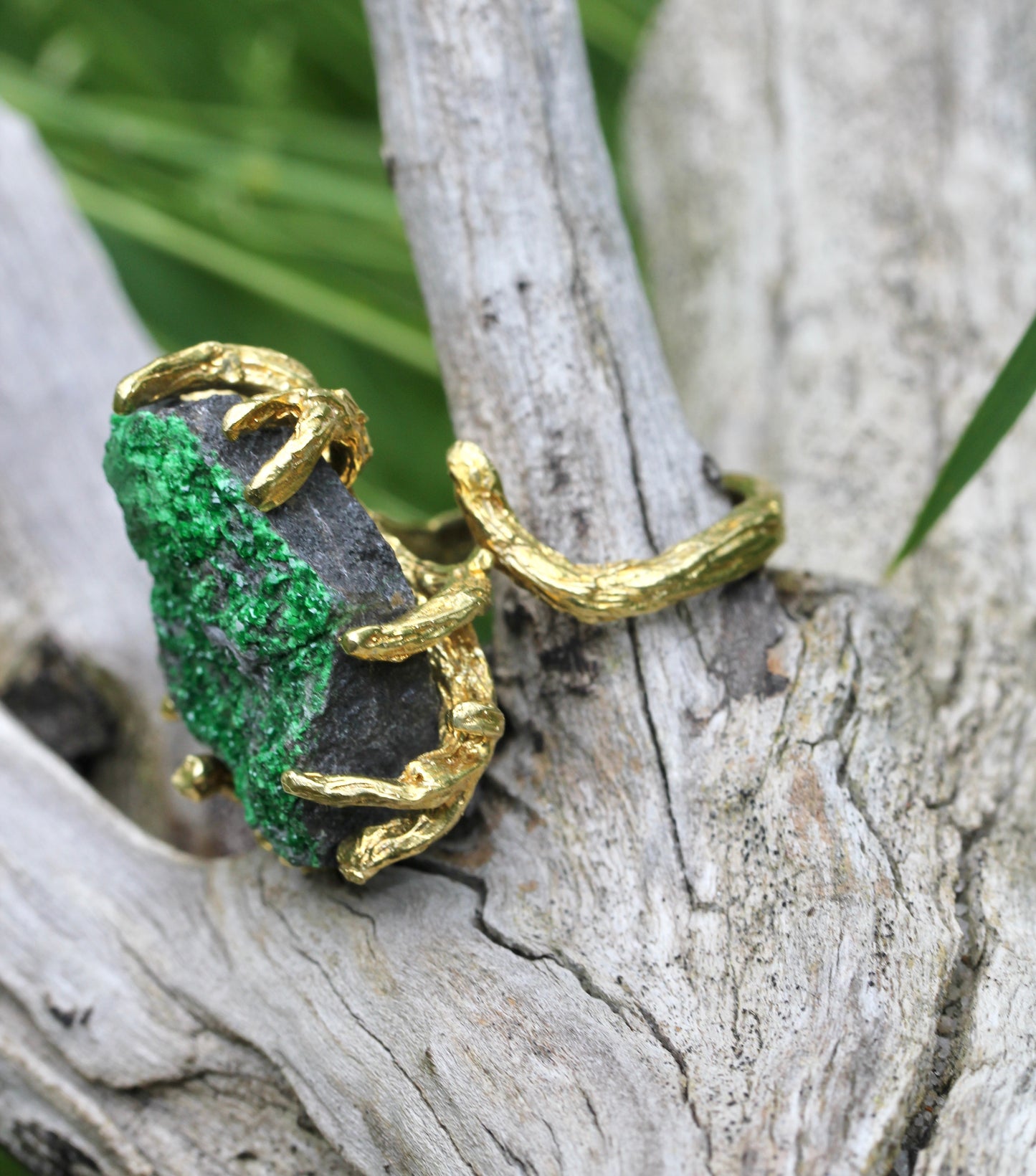 Uvarovite Druzy Branch Ring