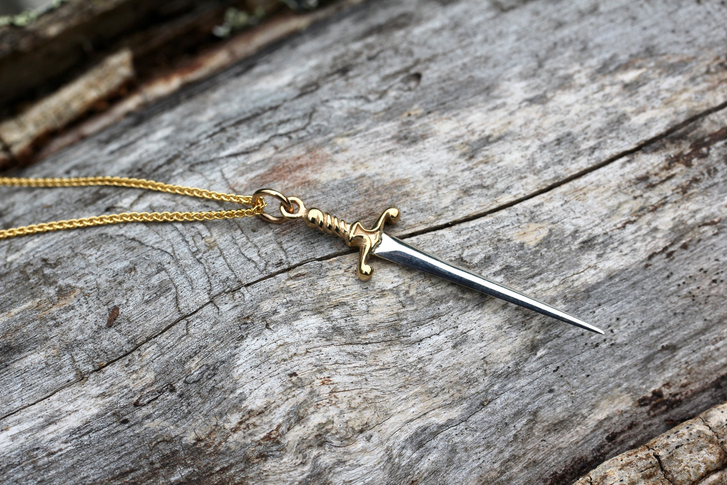 Silver and Gold Sword Necklace