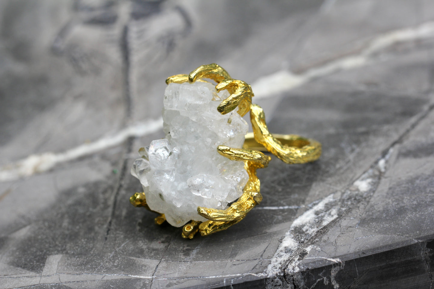Apophyllite Crystal Branch Ring