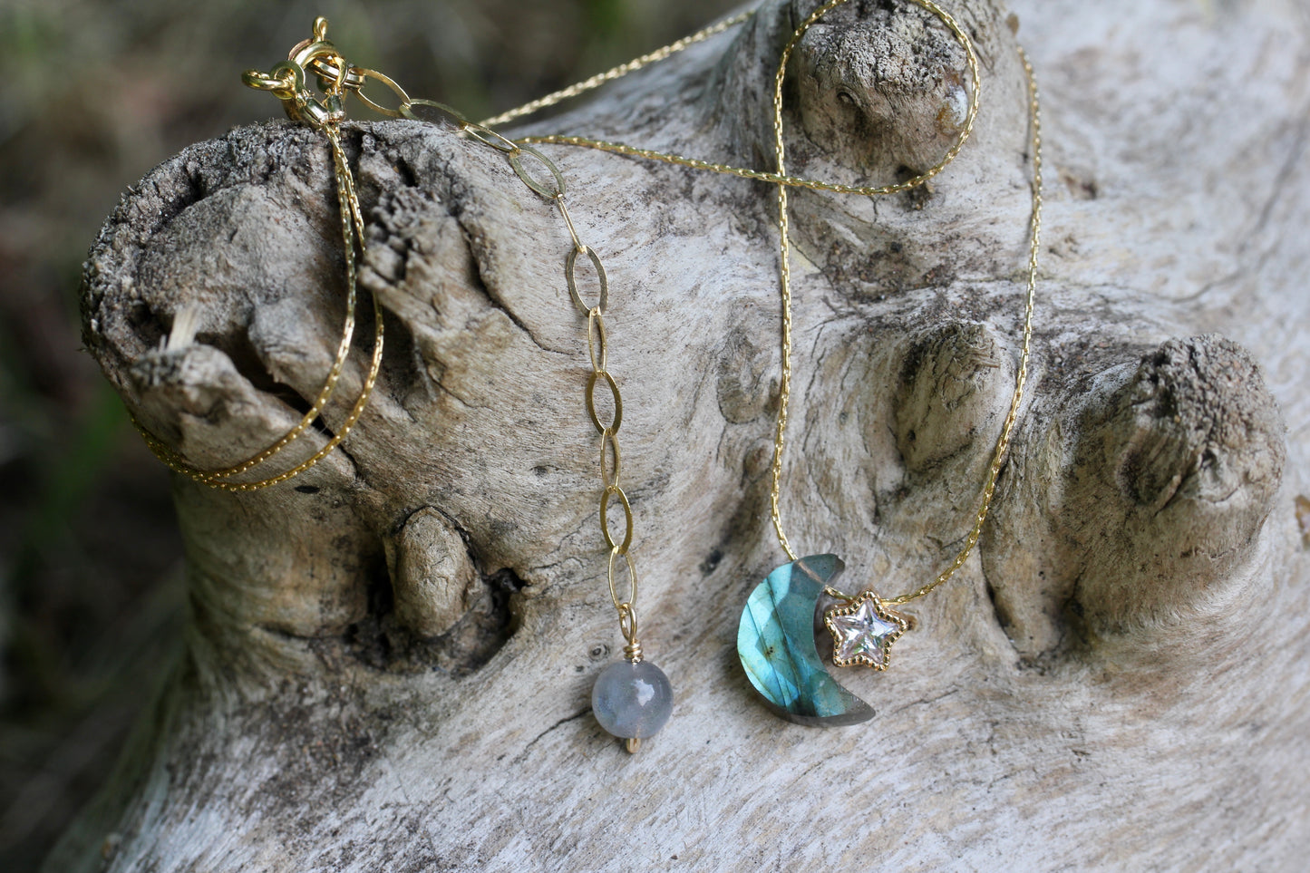 Labradorite Moon Star Necklace