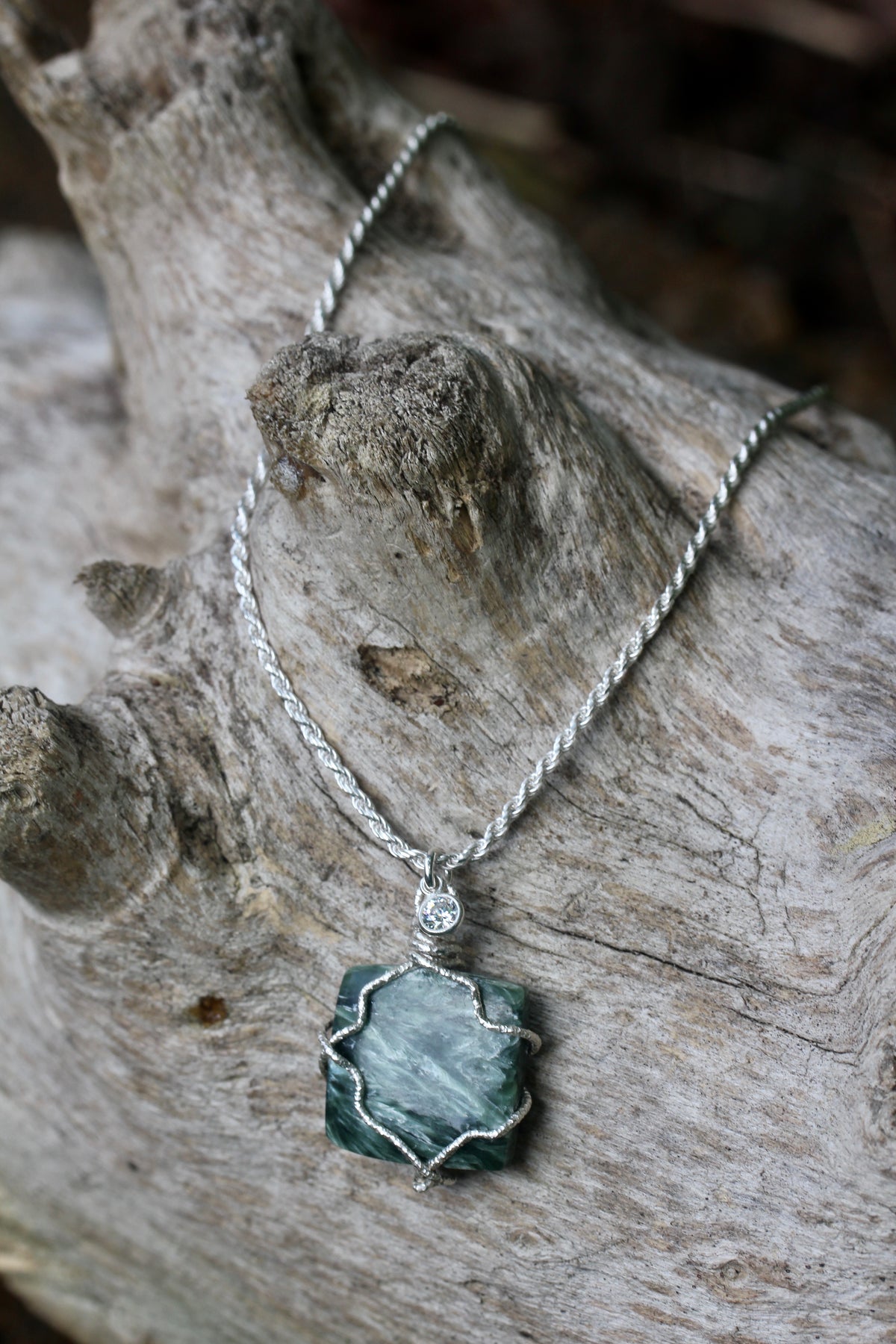 Seraphinite Silver Square Necklace