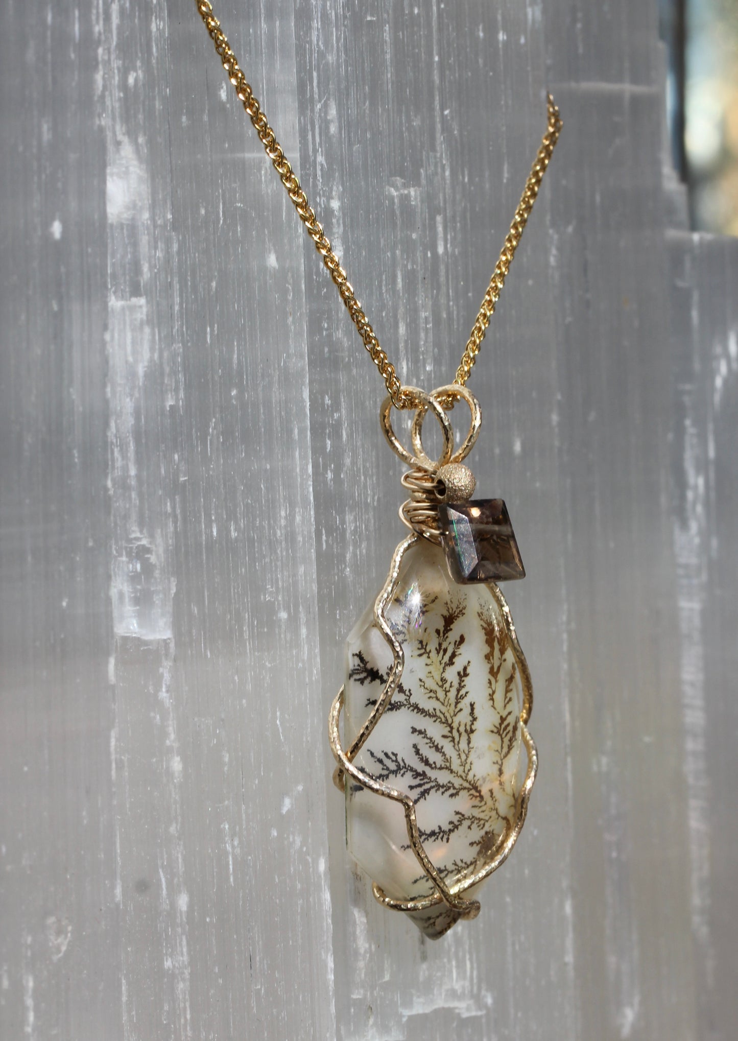 Dendritic Agate Smokey Quartz Necklace
