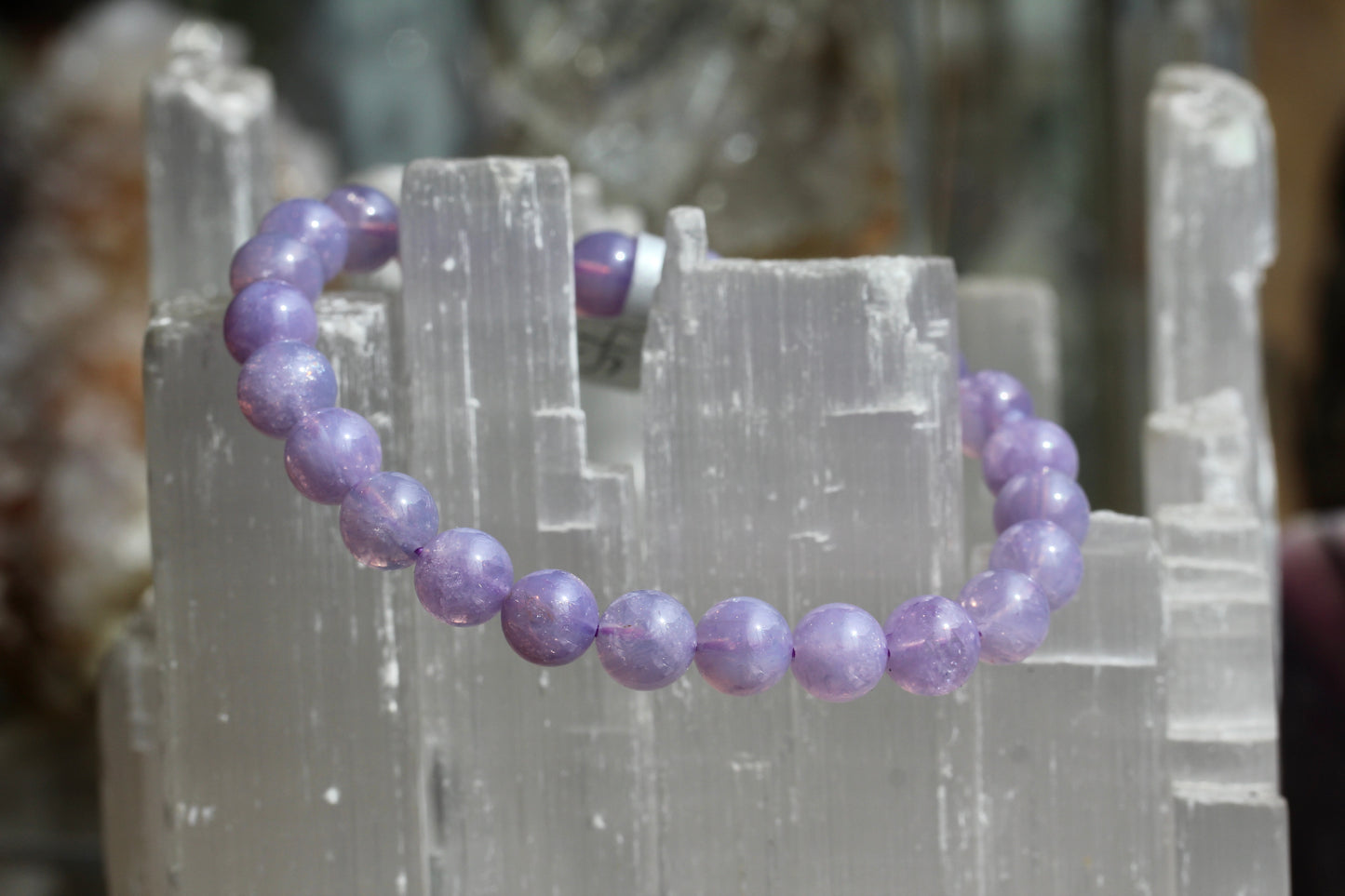 Lavender Quartz Bead Stretch Bracelet