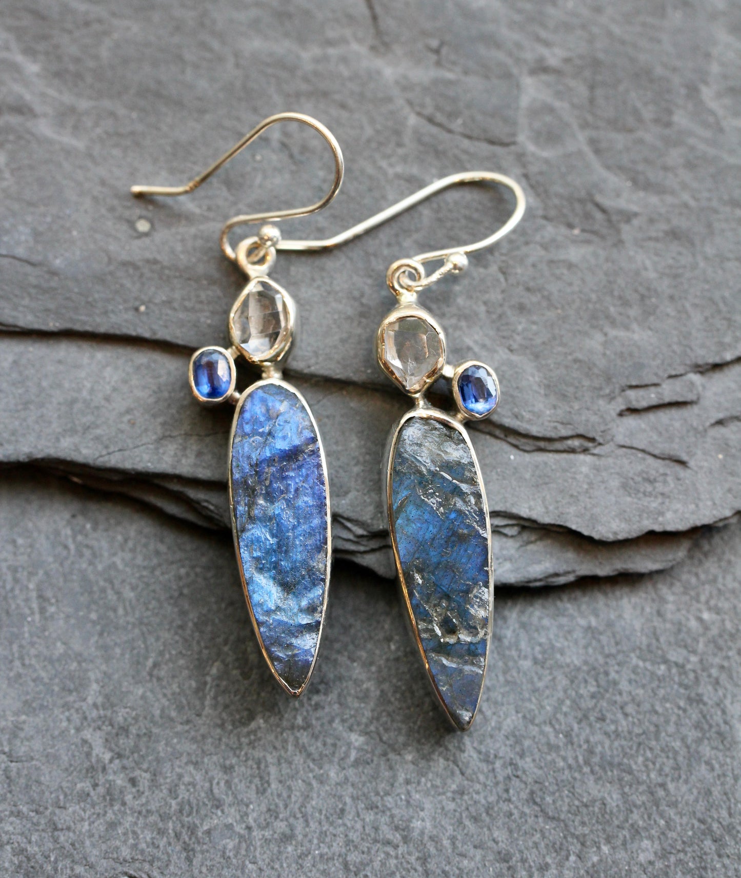 Labradorite Herkimer Diamond Kyanite Earrings