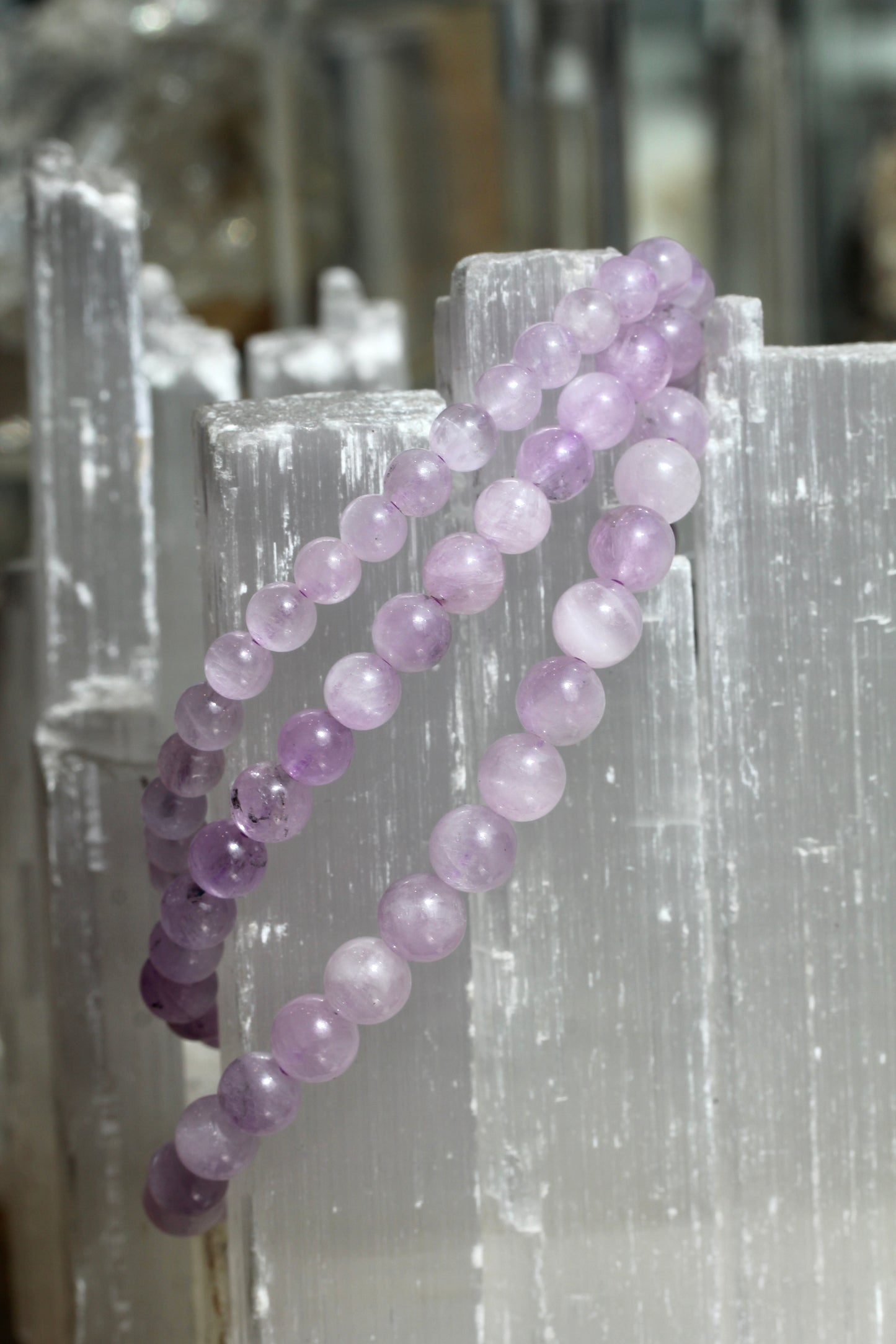 Kunzite Bead Stretch Bracelet