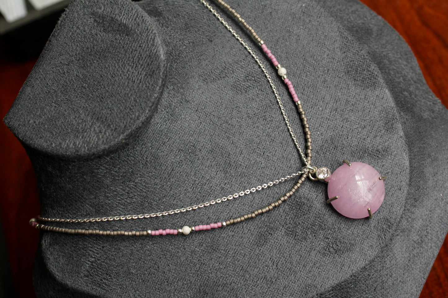 Kunzite Beaded Multi Strand Necklace