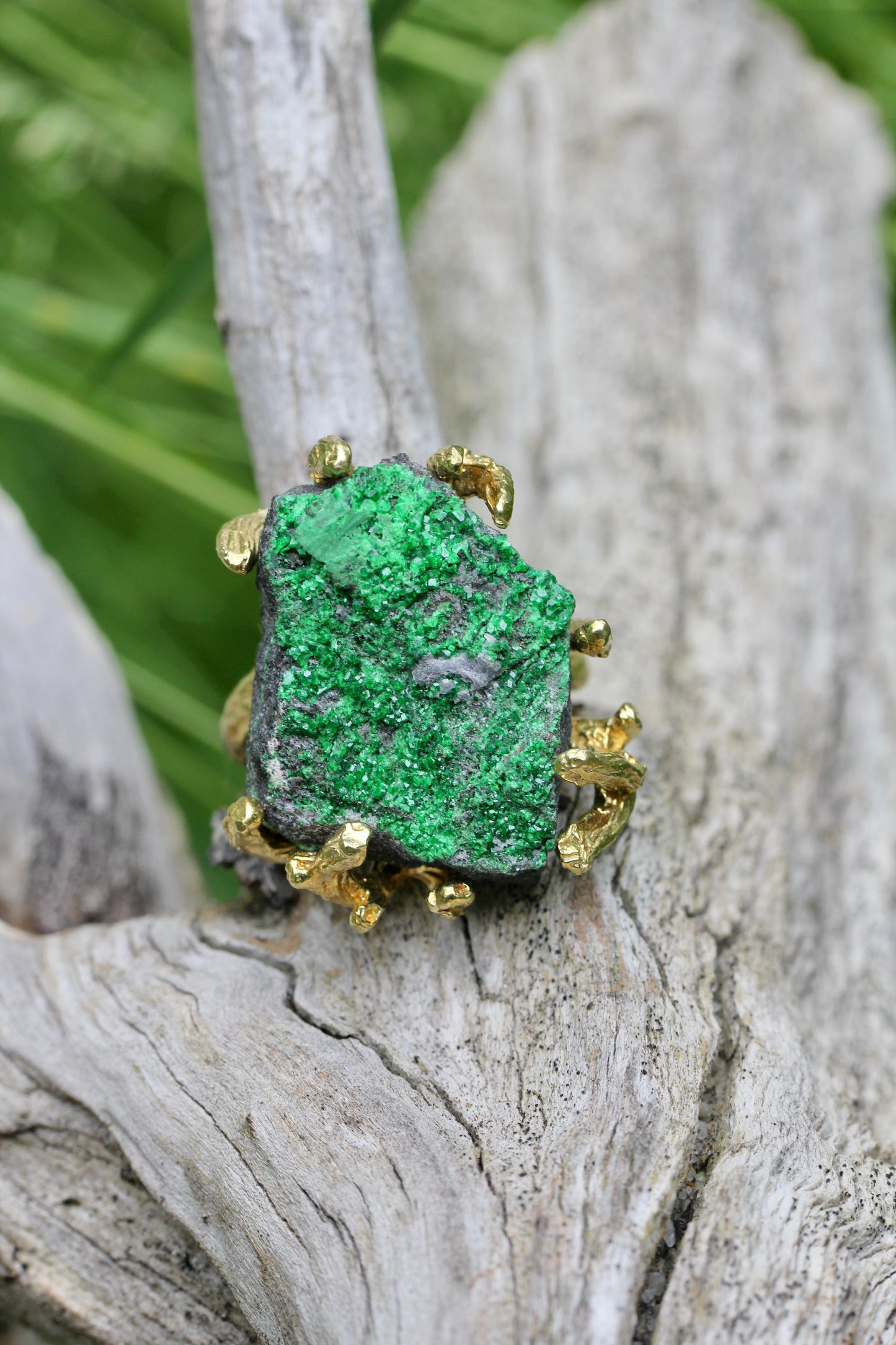 Uvarovite Druzy Branch Ring