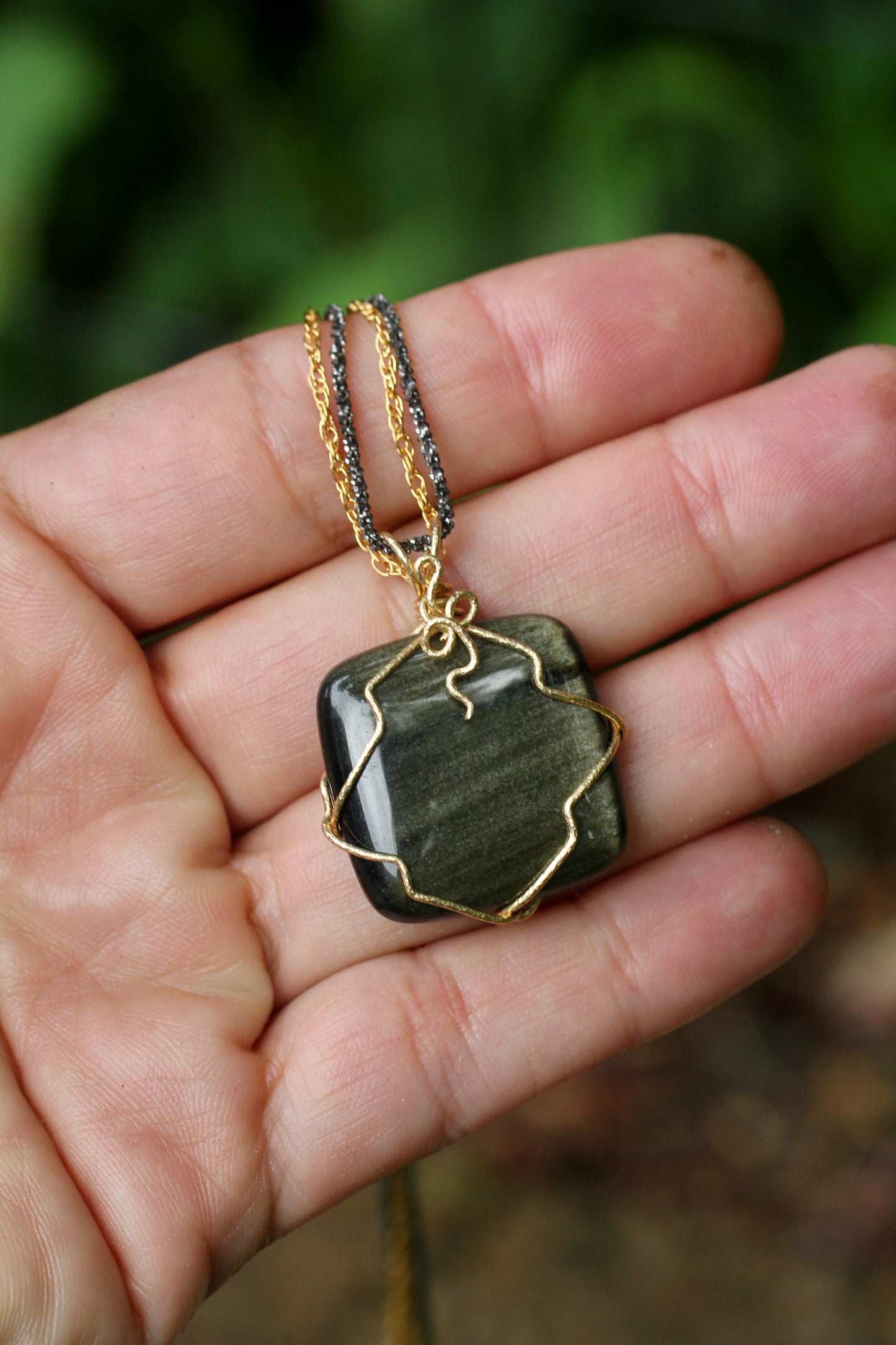 Gold Sheen Obsidian Necklace