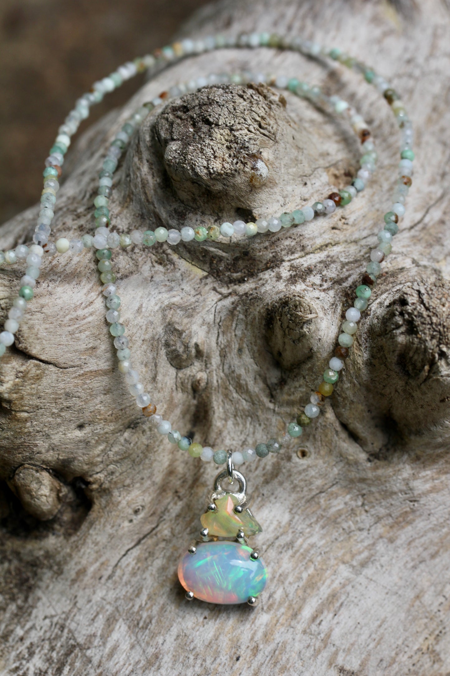 Ethiopian Opal Chrysoprase Beaded Necklace