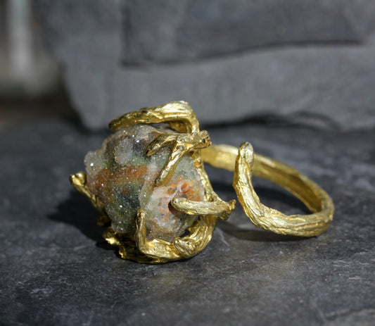 Chrome Chalcedony Druzy Branch Ring