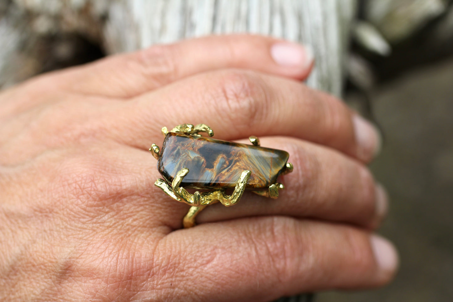 Pietersite Statement Branch Ring