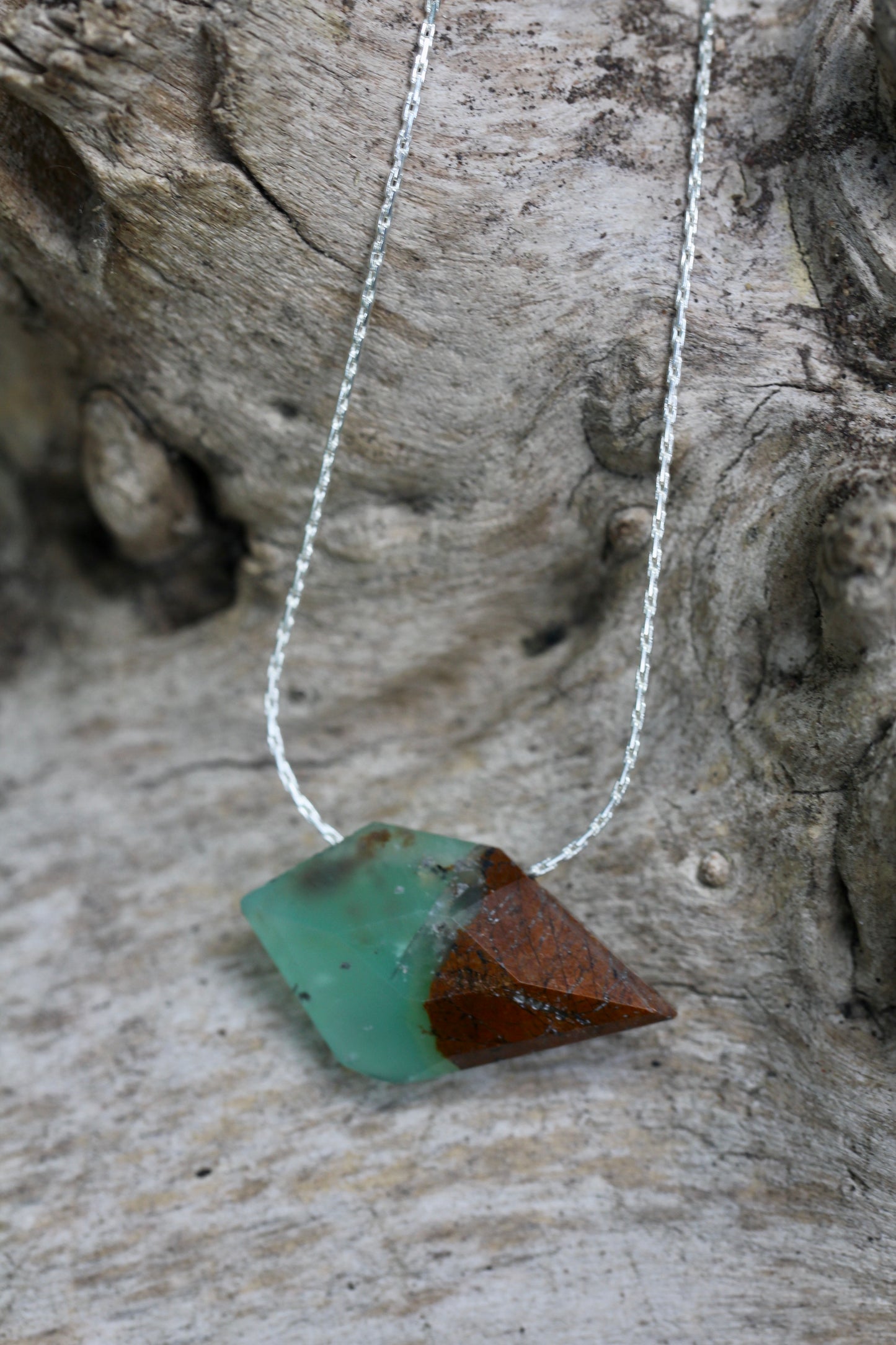 Chrysoprase Sparrow Silver Necklace