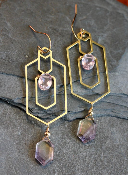 Ametrine Window Frame Earrings