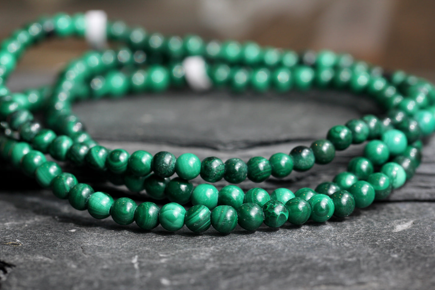 Malachite Bead Stretch Bracelet