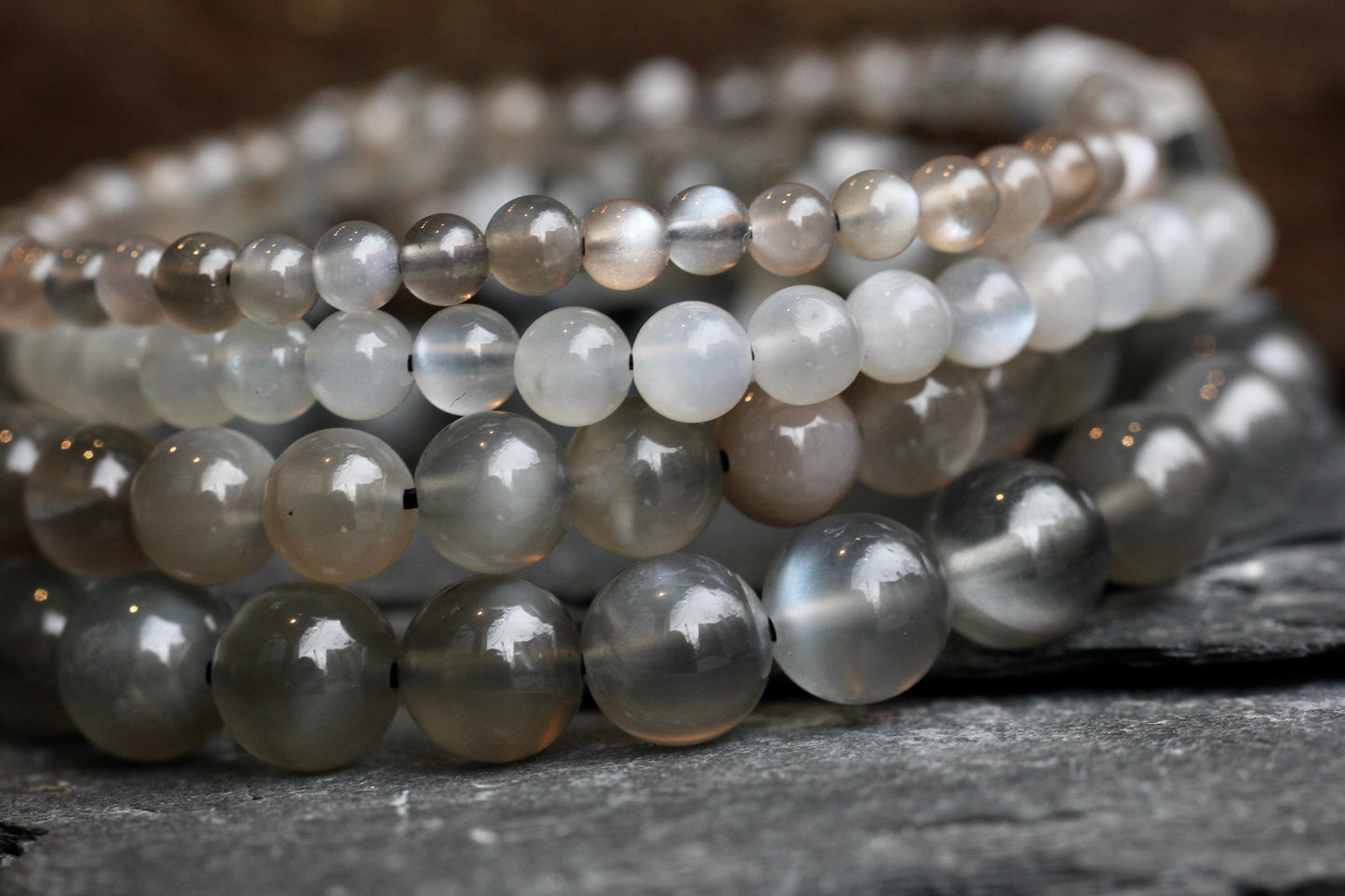 Grey Moonstone Stretch Bracelets