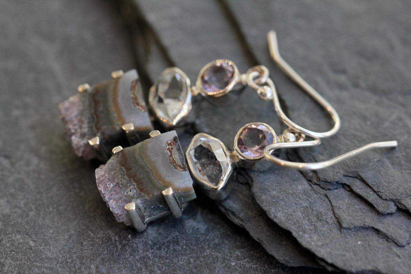 Amethyst Herkimer Diamond Earrings