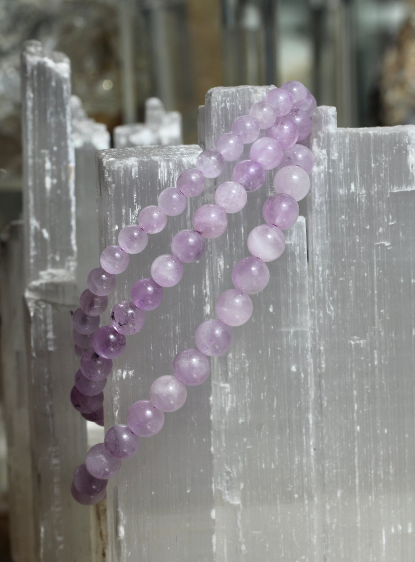 Kunzite Bead Stretch Bracelet