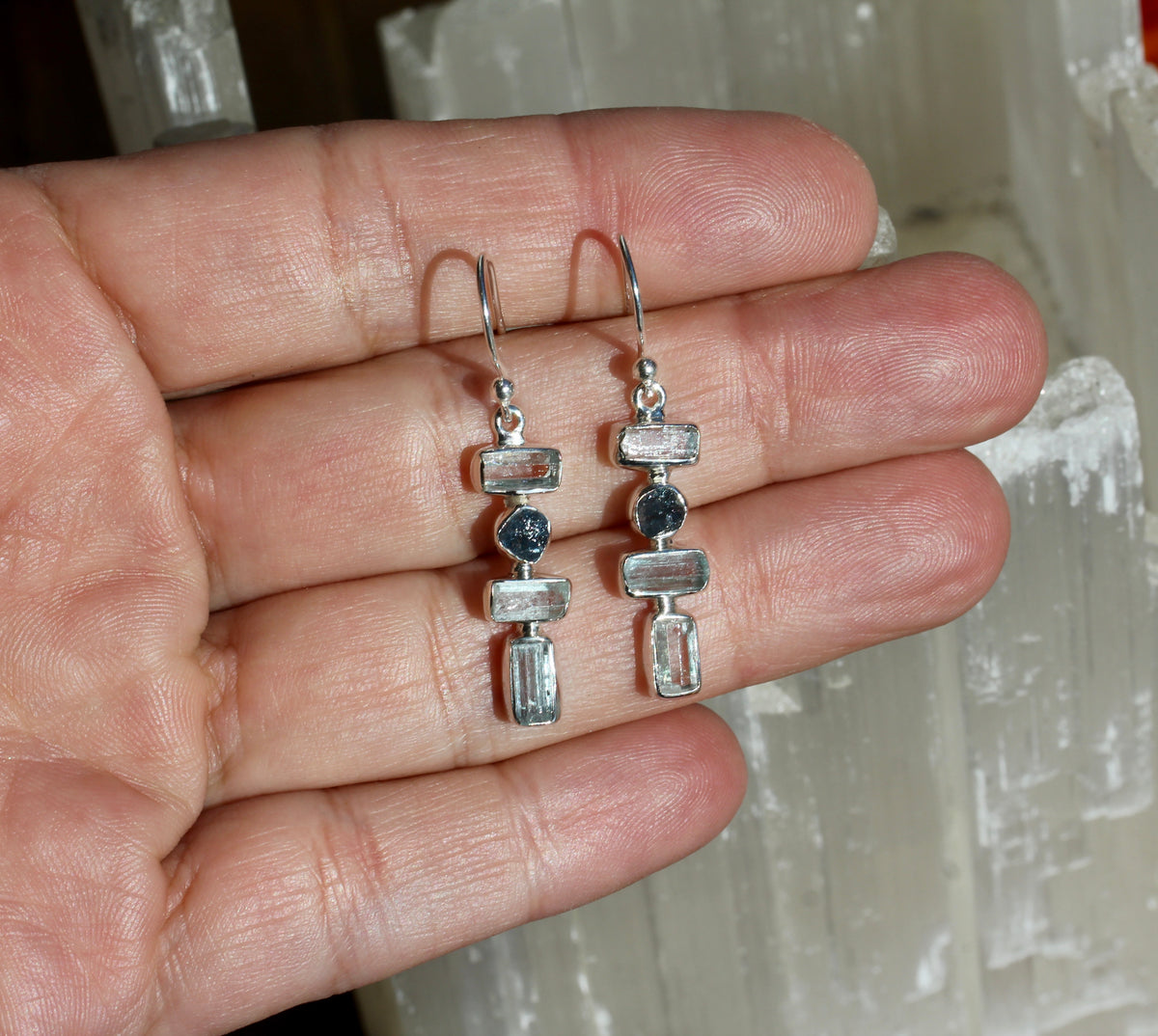 Aquamarine Rough Crystal Earrings