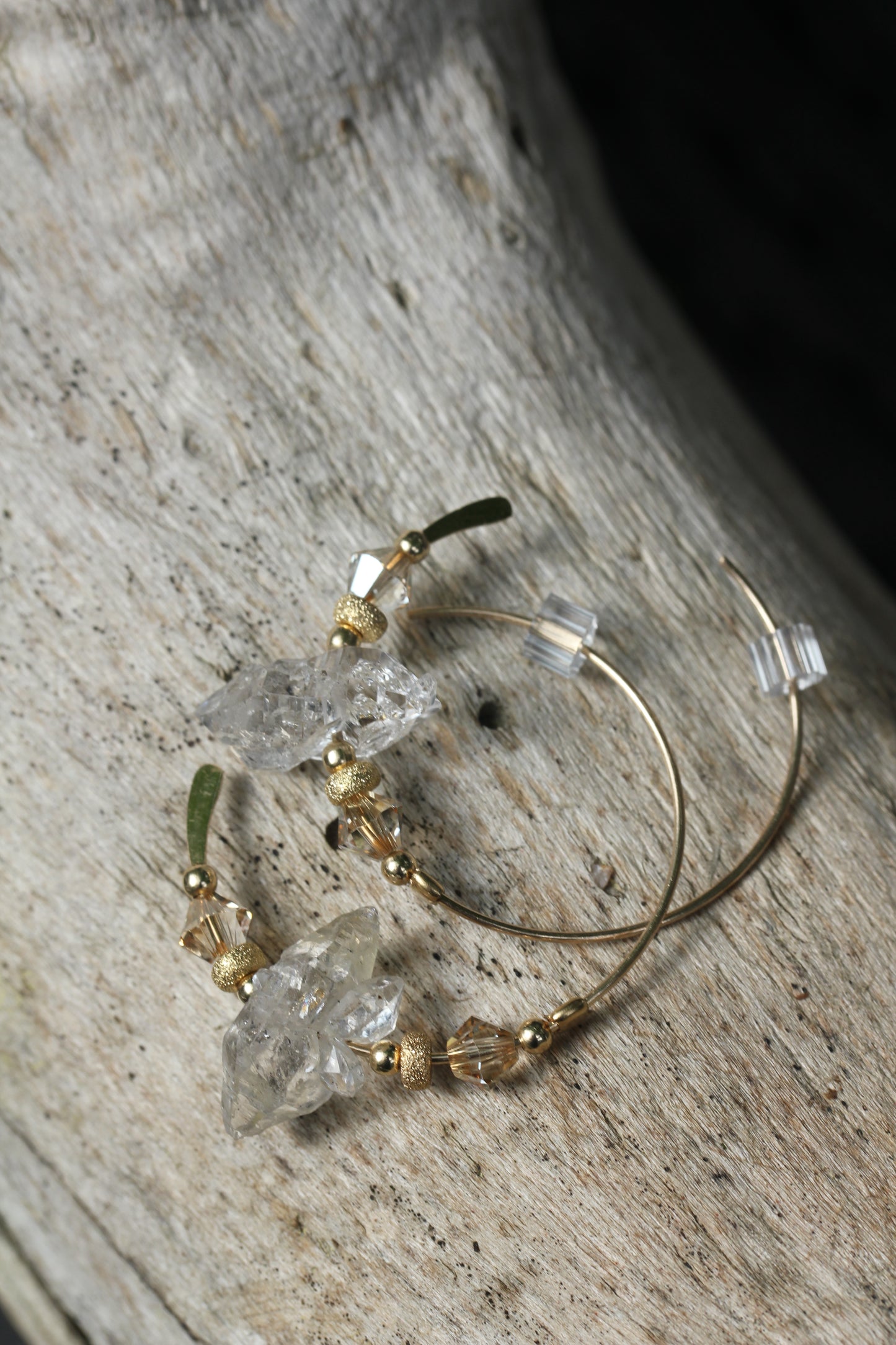 Herkimer Diamond Gold Hoops