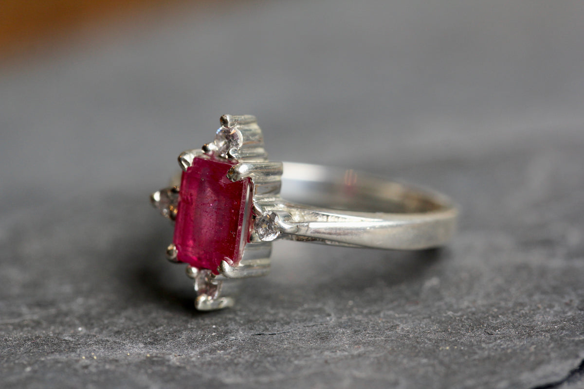 Ruby White Topaz Ring
