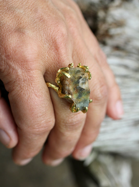 Chrome Chalcedony Druzy Branch Ring