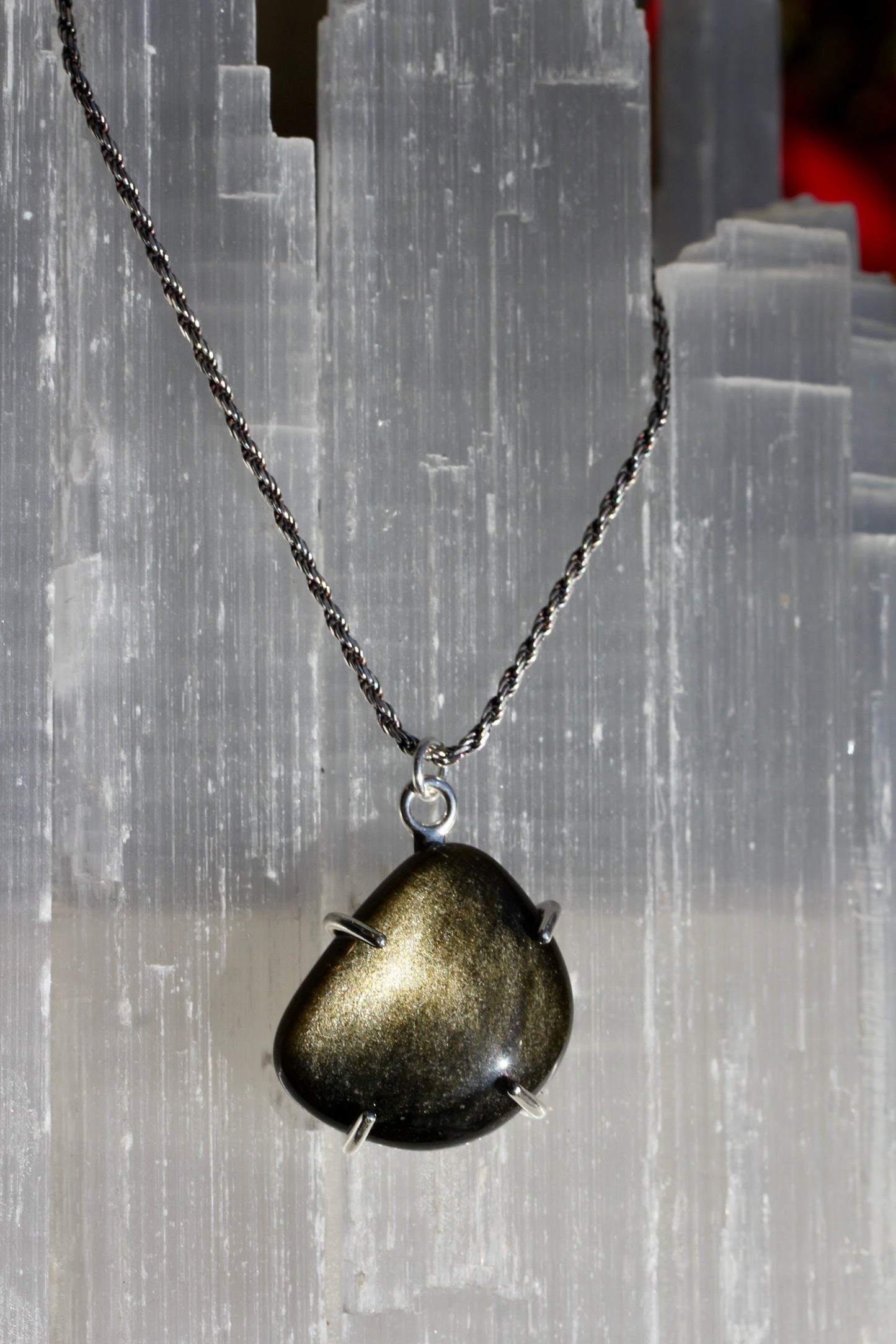 Gold Sheen Obsidian Necklace