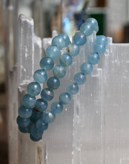 Blue Calcite Bead Stretch Bracelet