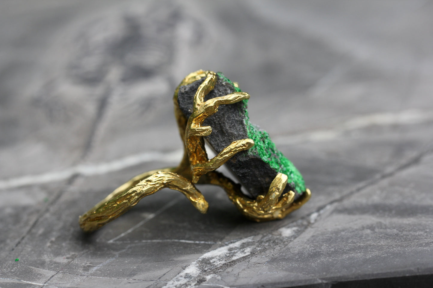 Uvarovite Druzy Branch Ring