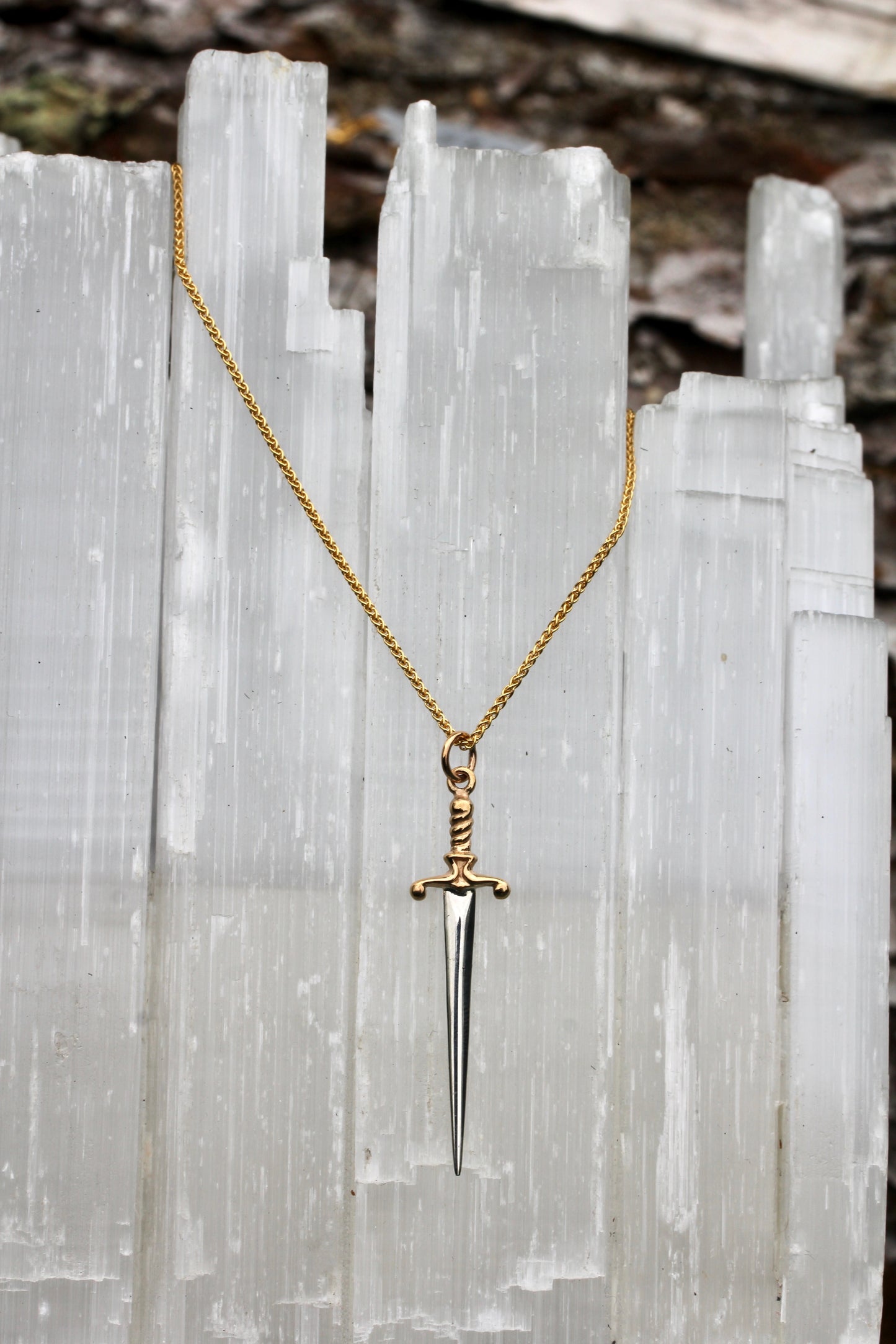 Silver and Gold Sword Necklace