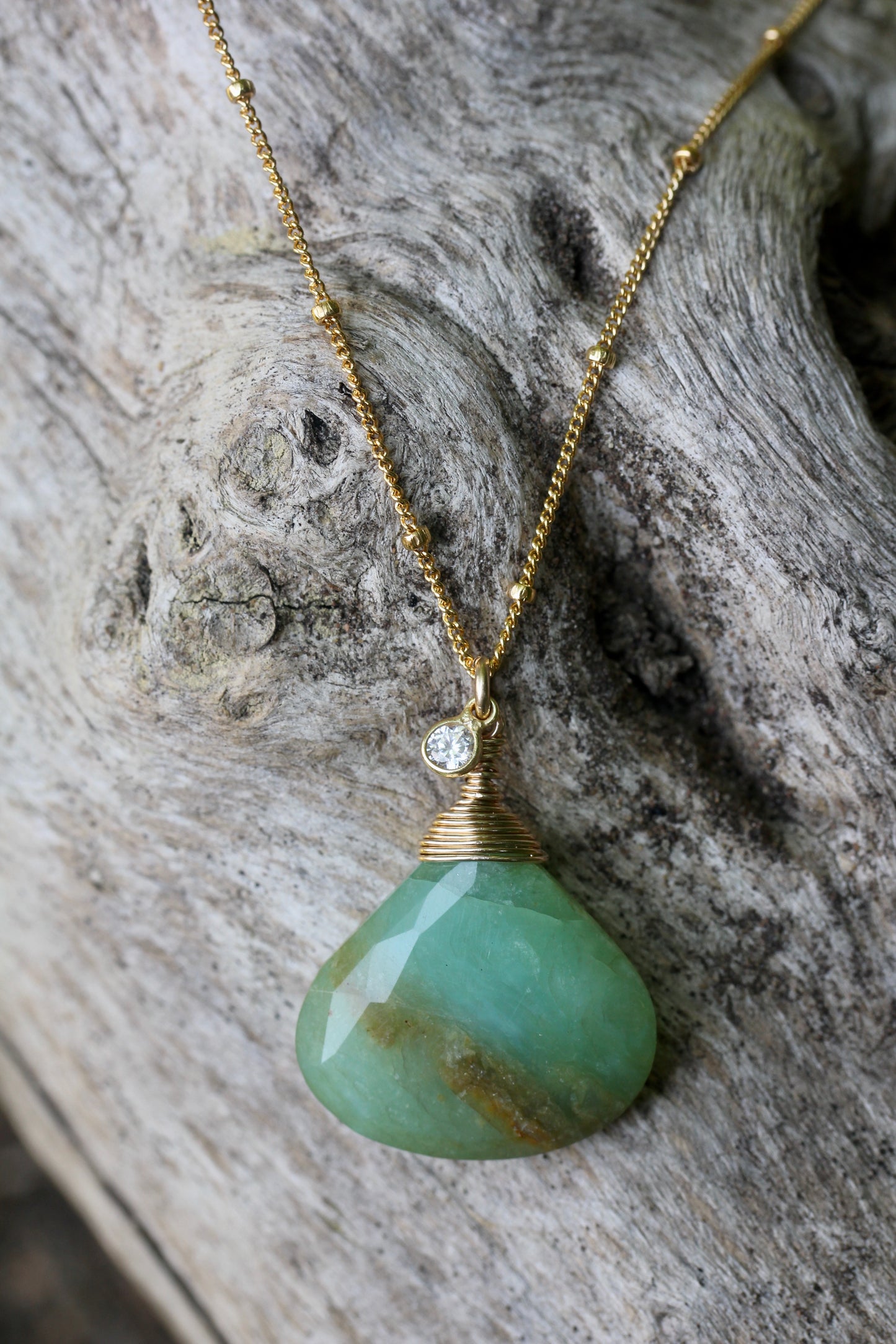 Peruvian Opal Gold CZ Necklace