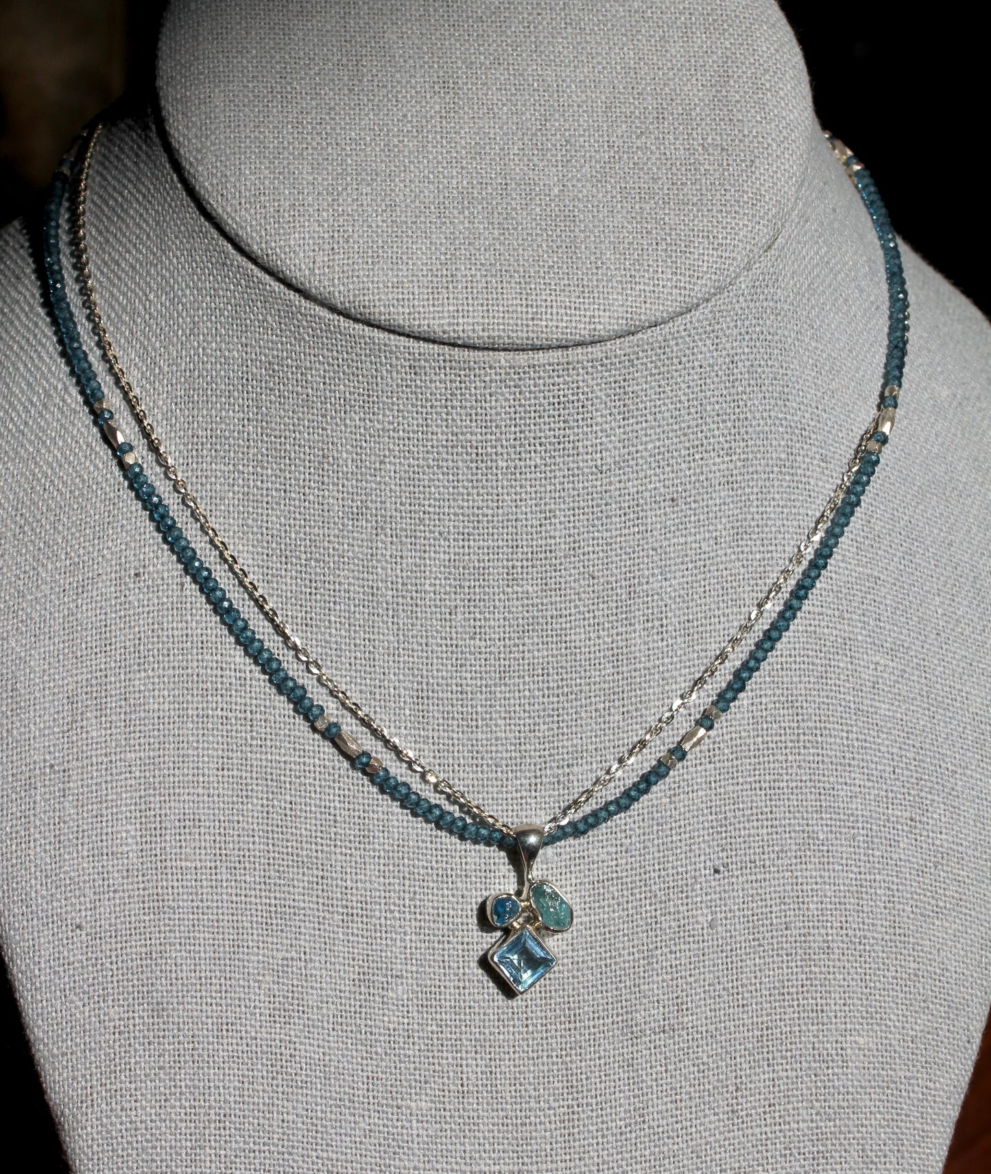 London Blue Topaz and Apatite Beaded Chain Necklace