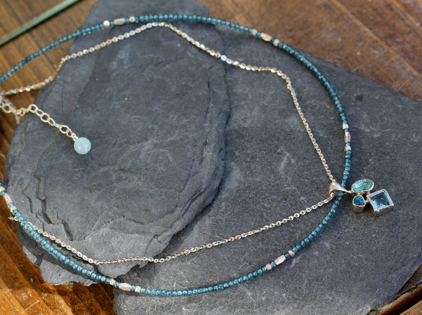 London Blue Topaz and Apatite Beaded Chain Necklace