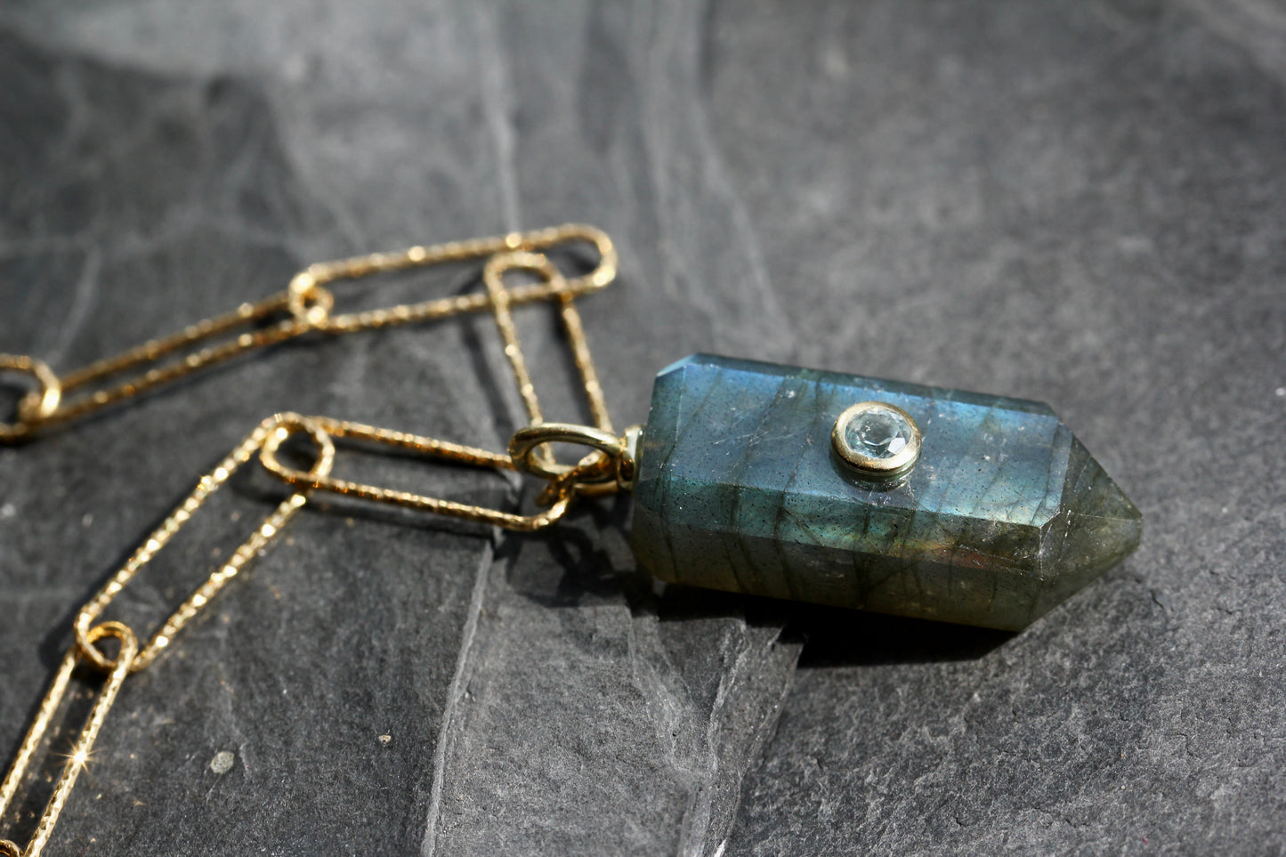 Paperclip Chain Stone Point Necklace