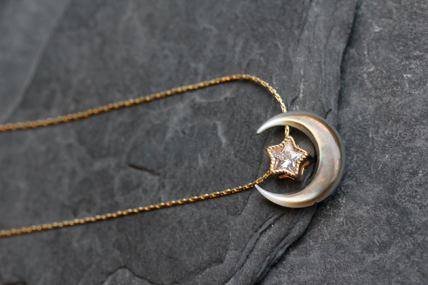 Mother of Pearl Moon Star Necklace